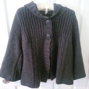 Hooded knit sweater, gray